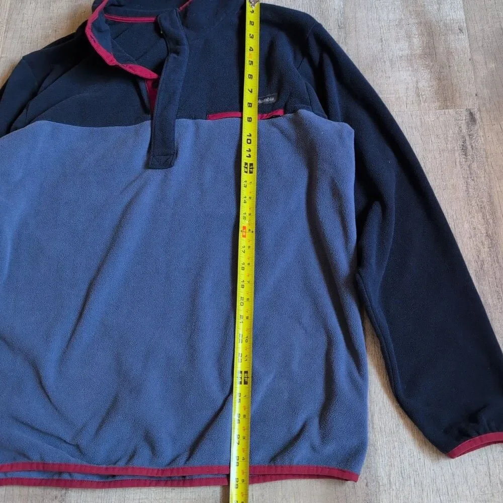 Columbia Sweatshirt Mens L Medium Blue Mountain Side Fleece 1/2 Snap Long Sleeve